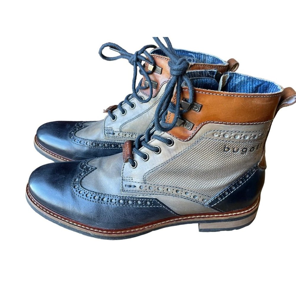 Bugatti Boots Marcello Brogue Mens Shoes Boots 42 NWOT Bew Gray Black Leather - Picture 5 of 10
